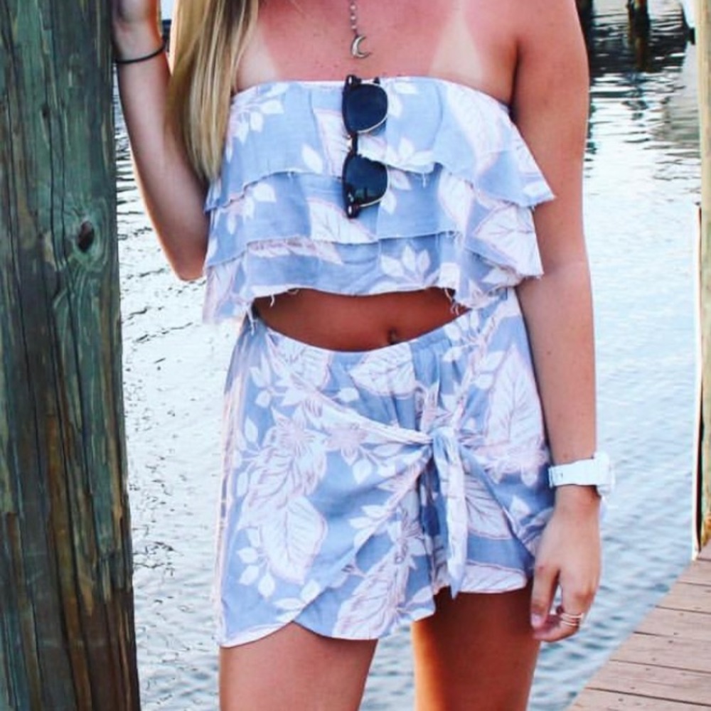 Two piece floral beach outfit